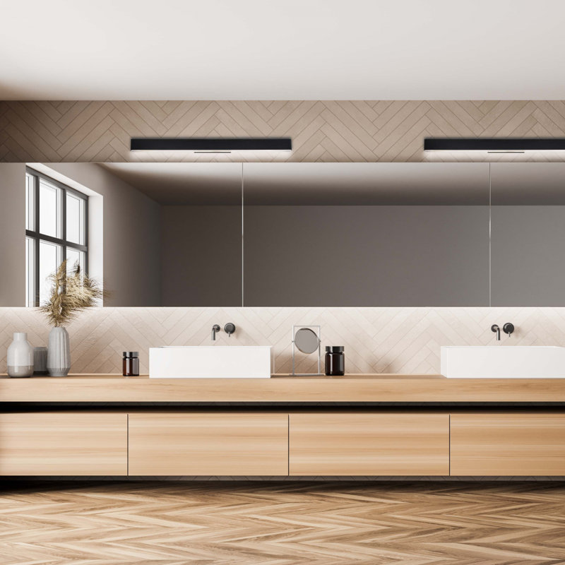 Sleek Euro-Style Dimmable Black LED Vanity Light, 36.88 in