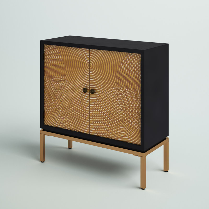Black and Bronze Ripple Design 2-Door Cabinet