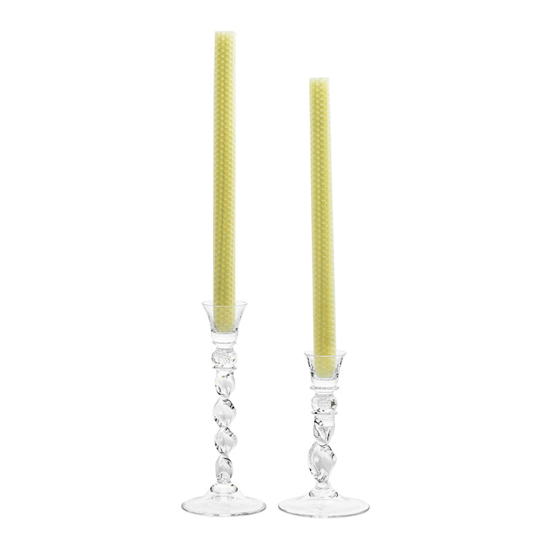 Czech Handcrafted Clear Glass Spiral Candlestick