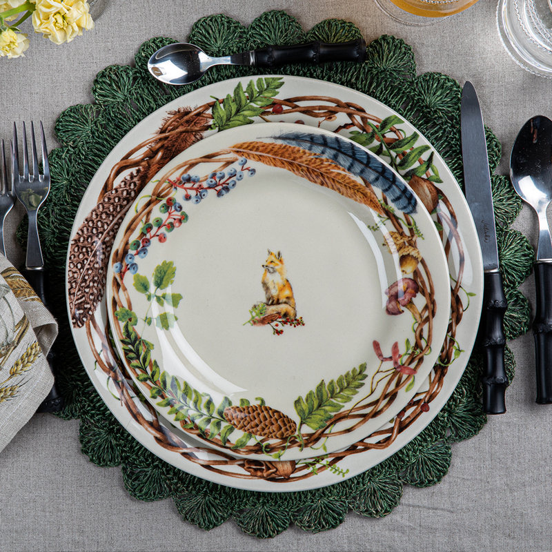 Fall Forest Walk Ceramic Dessert Plates Set of Four