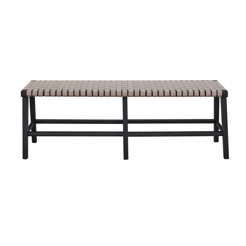 Charcoal Oak Upholstered Bench with Faux Leather Seat