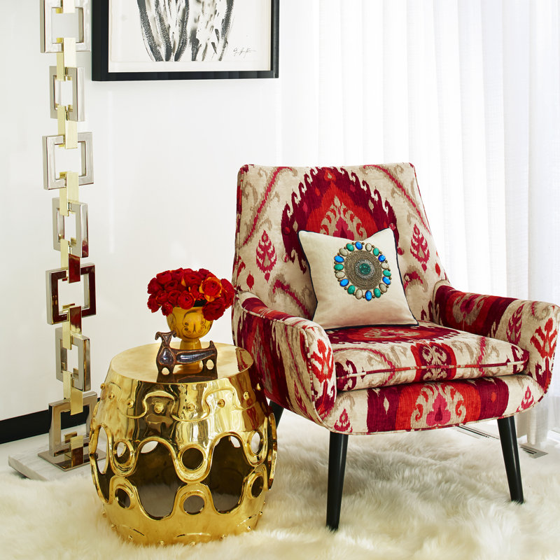 Gold Hand-Polished Metal Sculptural Round End Table
