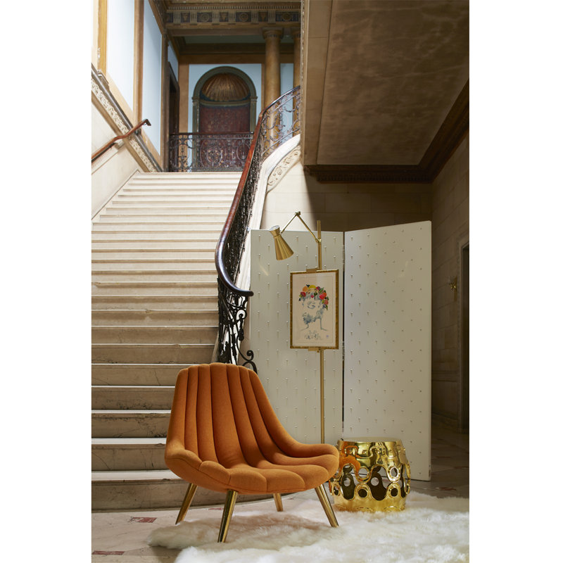 Gold Hand-Polished Metal Sculptural Round End Table