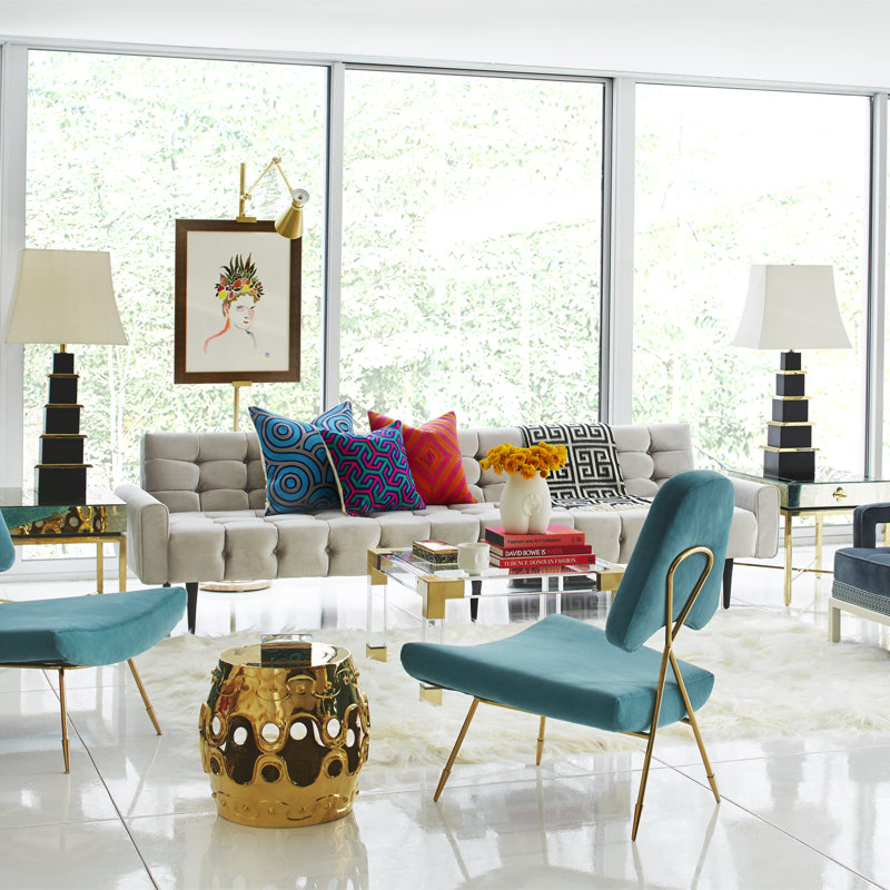 Gold Hand-Polished Metal Sculptural Round End Table