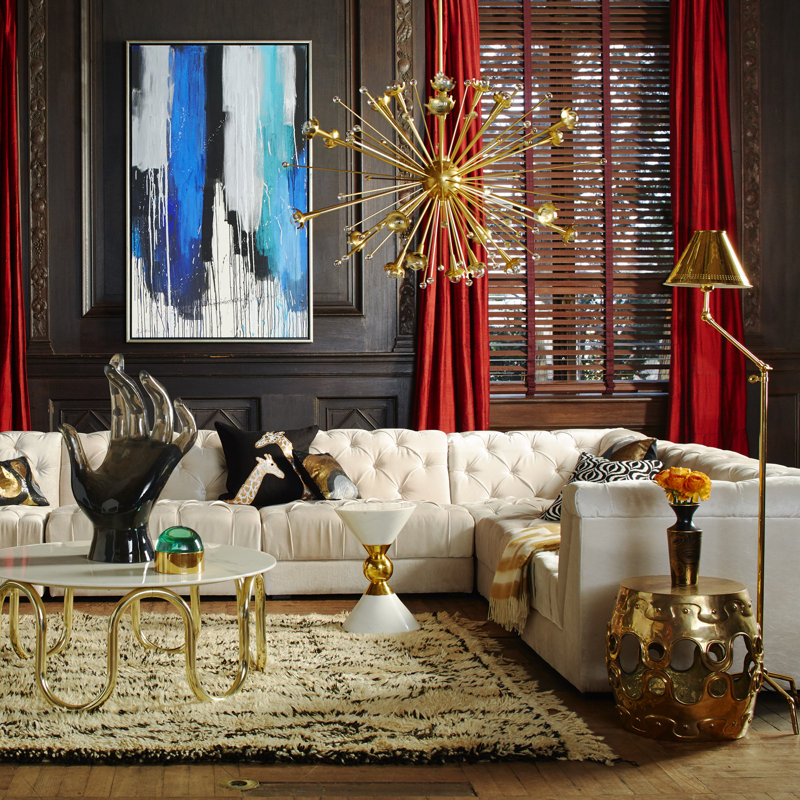 Gold Hand-Polished Metal Sculptural Round End Table