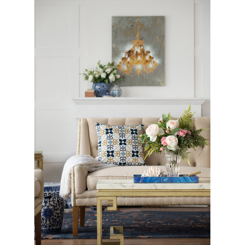 Blue and Gold Rectangular Plastic Serving Trays, Set of 2