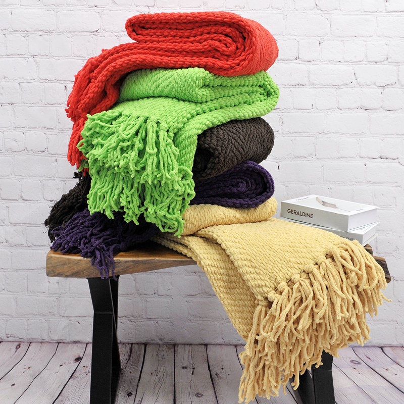 Chili Pepper Diamond Knitted 50" x 60" Microfiber Throw Blanket