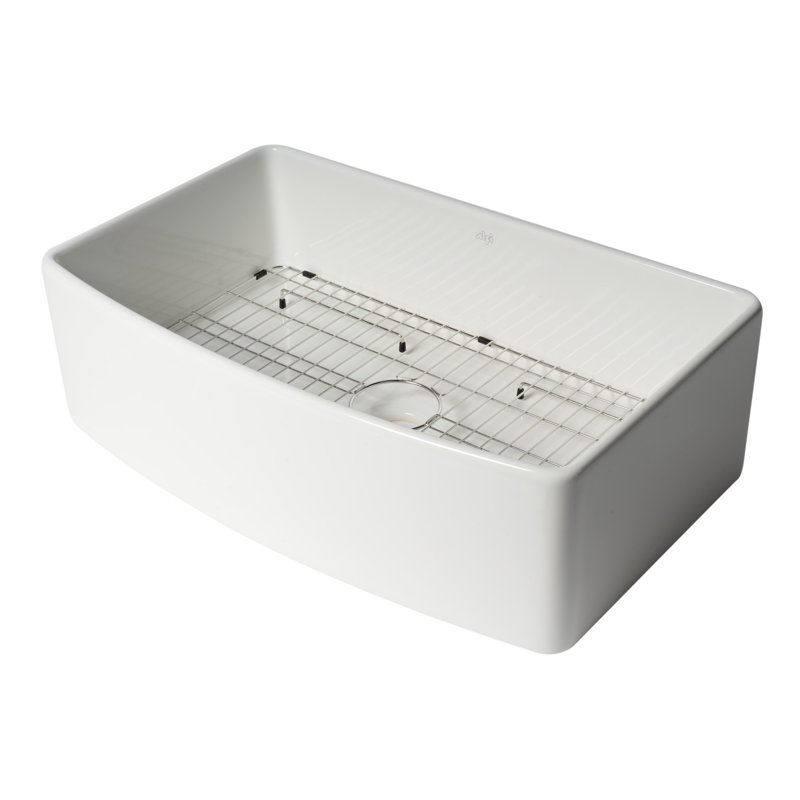 33'' White Fireclay Single Bowl Farmhouse Kitchen Sink