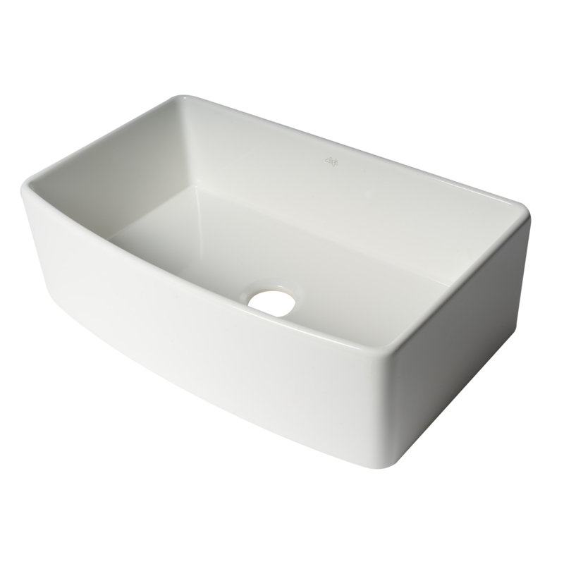 33'' White Fireclay Single Bowl Farmhouse Kitchen Sink