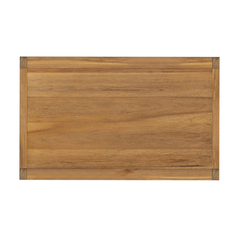 Natural Acacia 2-Drawer Nightstand with Open Shelf