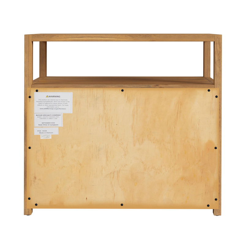 Natural Acacia 2-Drawer Nightstand with Open Shelf