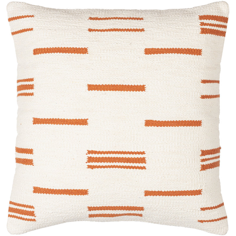 Black and White Cotton Square Throw Pillow with Zipper