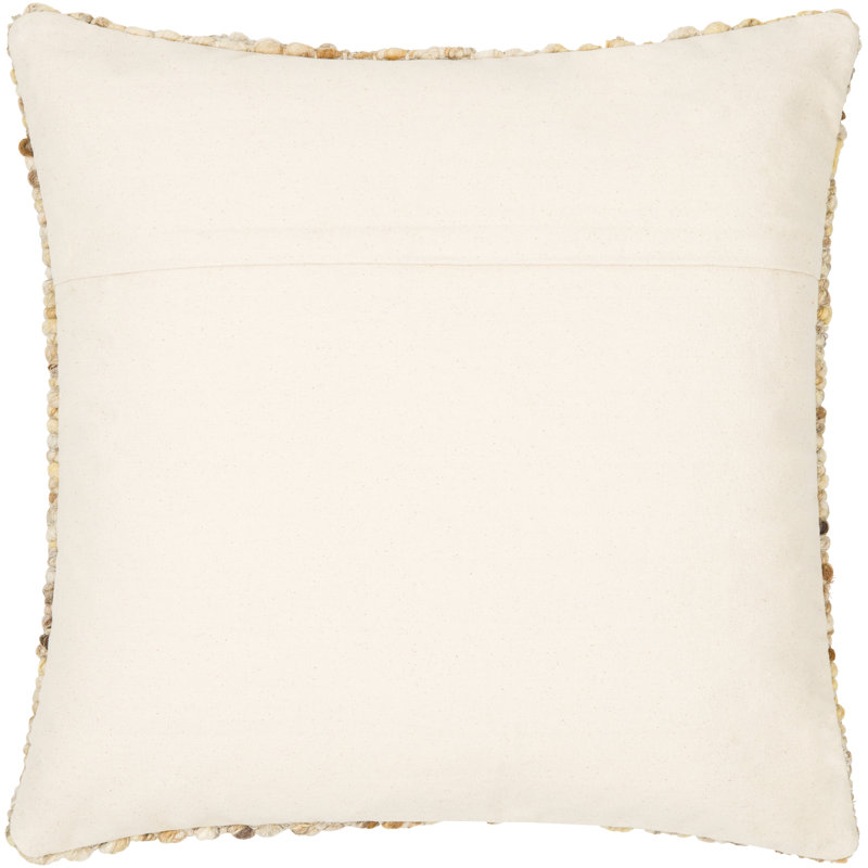 Beige and Brown 22" Square Cotton Wool Throw Pillow