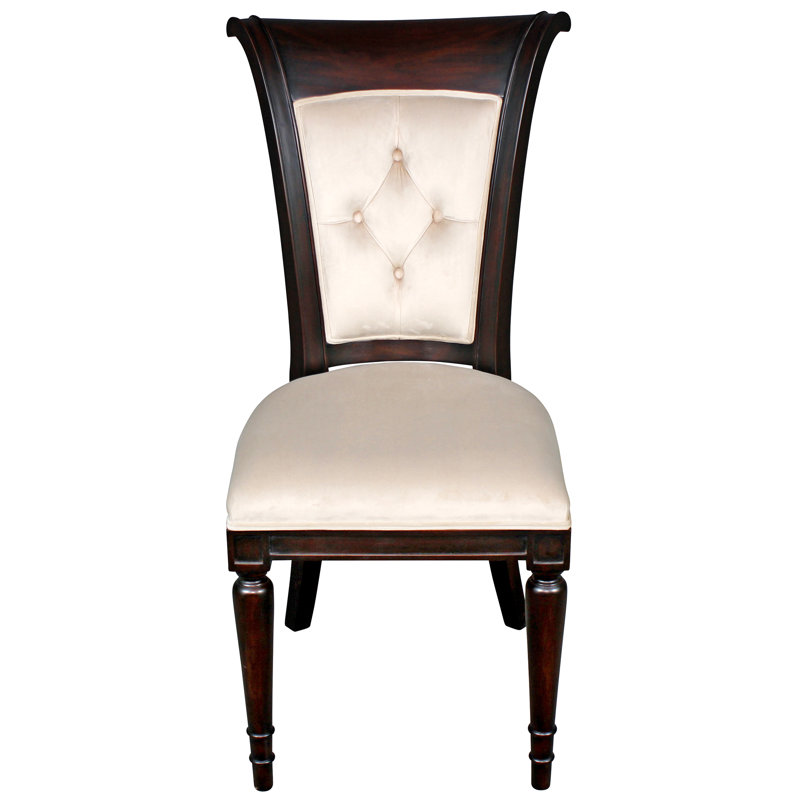Pearl Velvet Upholstered Mahogany Side Chair Set