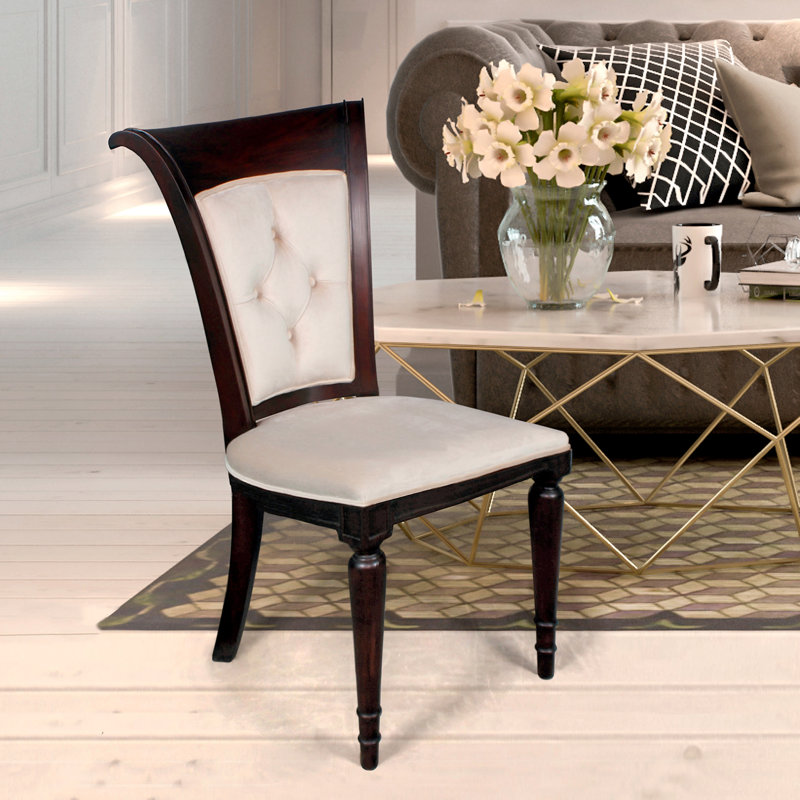 Pearl Velvet Upholstered Mahogany Side Chair Set