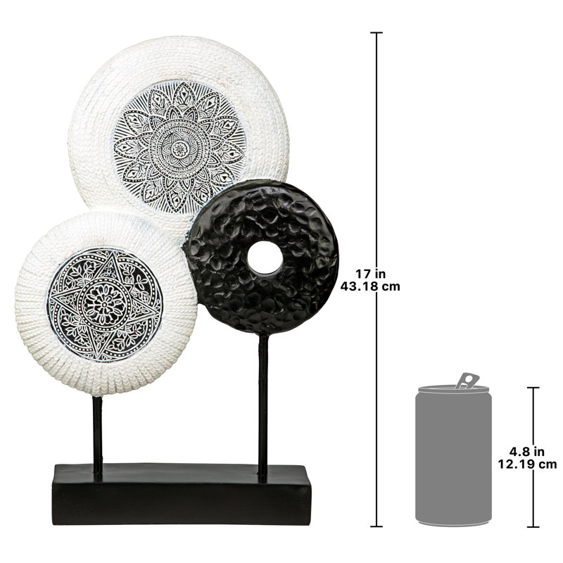 Marrakesh Medallion 17" Black and White Resin Statue
