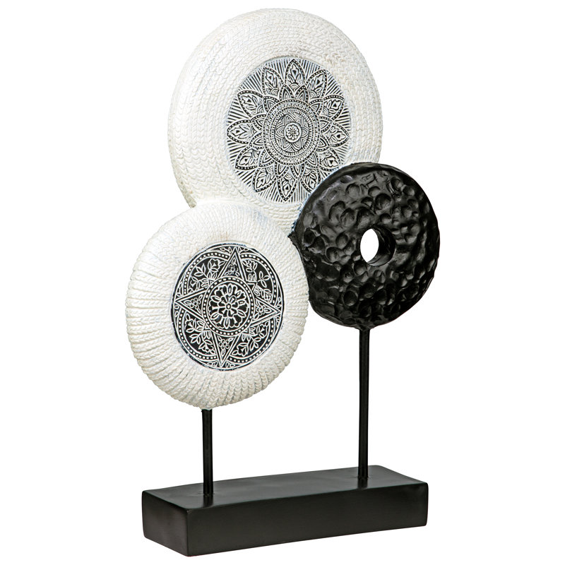 Marrakesh Medallion 17" Black and White Resin Statue