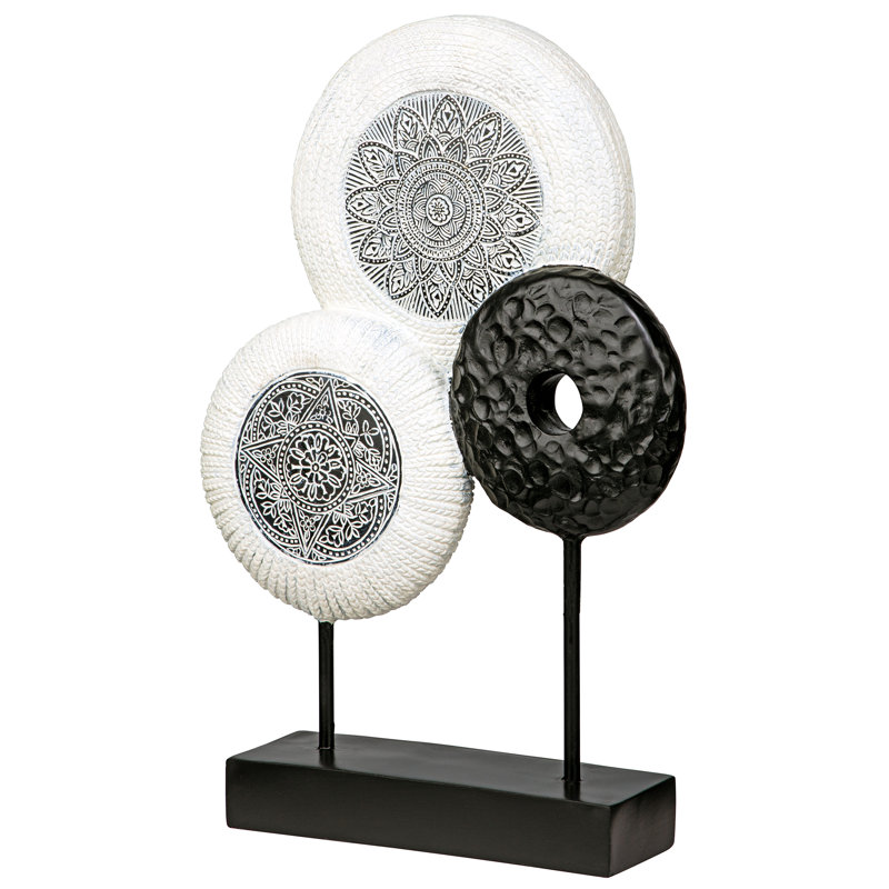 Marrakesh Medallion 17" Black and White Resin Statue