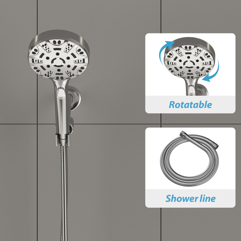 Chrome 8-Spray Wall Mounted Handheld Shower Head