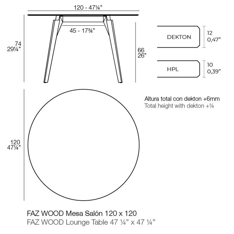 Faz Round 47'' White Acrylic Top Dining Table with Oak Legs