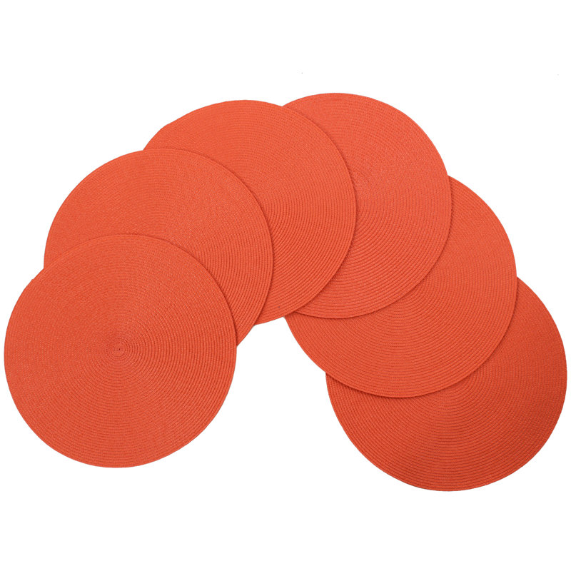 Orange Polypropylene Round Christmas Placemat Set of 6