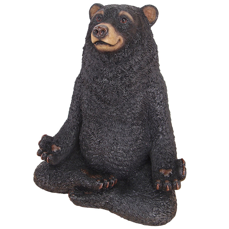 Zen Bear Meditation Garden Statue in Hand-Painted Resin