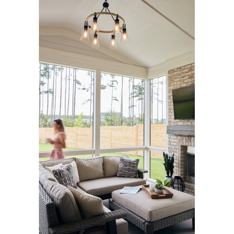 Kingsbridge Earth Black 6-Light Wagon Wheel Chandelier