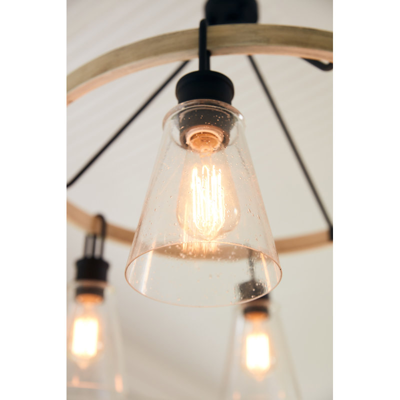 Kingsbridge Earth Black 6-Light Wagon Wheel Chandelier