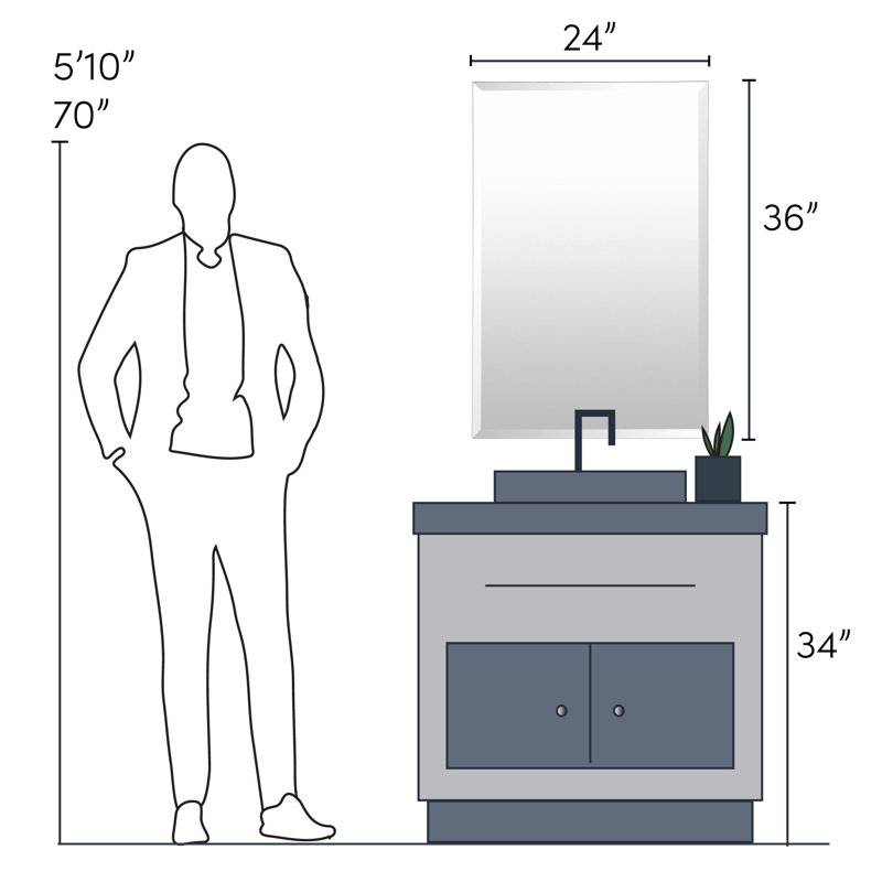 Contour Elegance 36"x24" Frameless Rectangular Beveled Wall Mirror