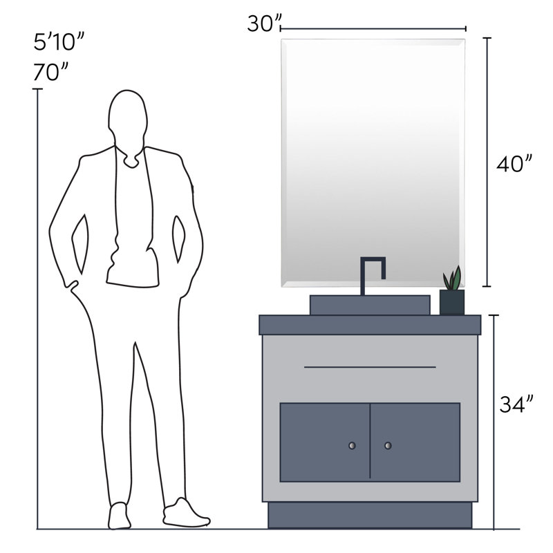 Rectangular Frameless 40" x 30" Modern Wall Mirror