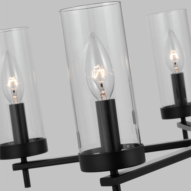 Kellwyn Matte Black 5-Light Chandelier with Clear Glass Shades