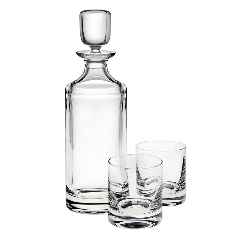 Elegant Clear Crystal Whiskey Decanter and Glass Set