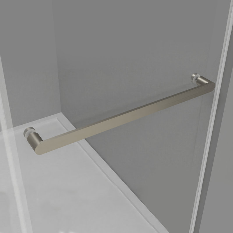 60" Frameless Brushed Nickel Sliding Shower Door with Clear Glass