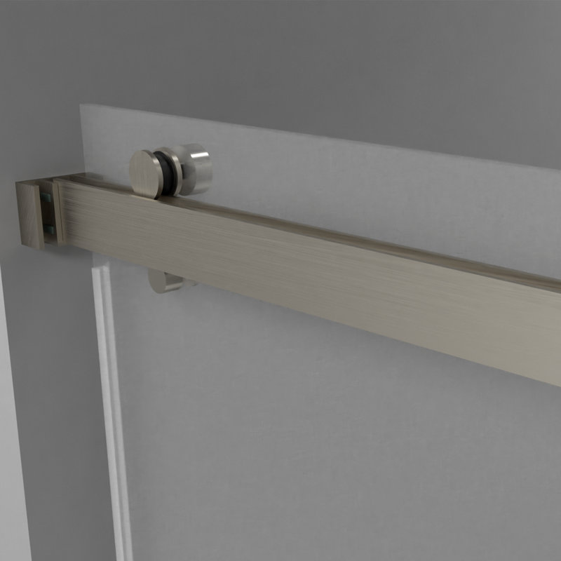 60" Frameless Brushed Nickel Sliding Shower Door with Clear Glass