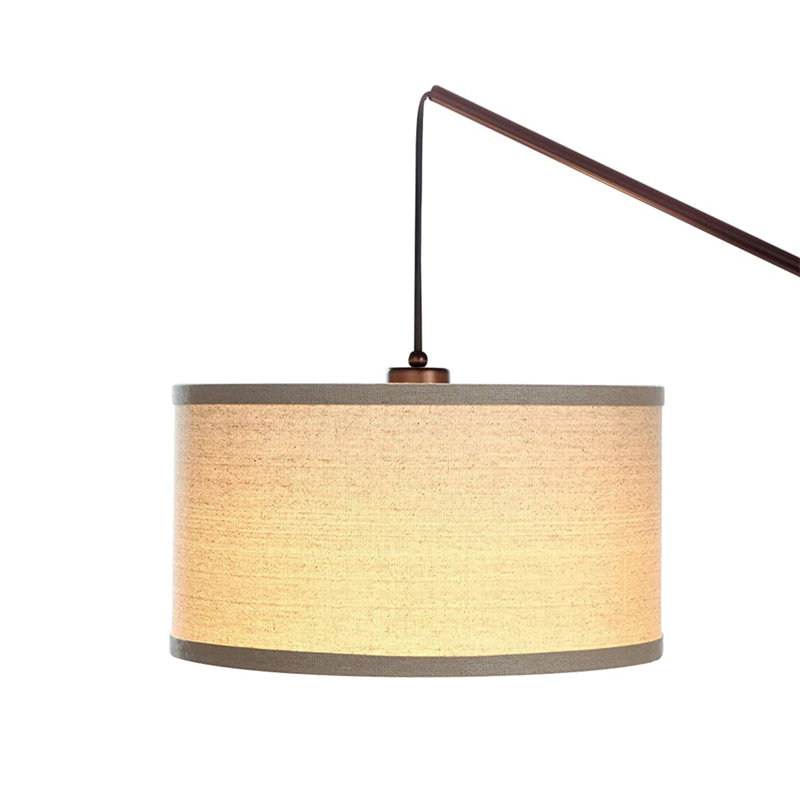 Adjustable Arc LED Floor Lamp for Kids' Room in Bronze with Beige Shade