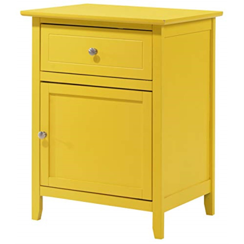 CoSoTower Modern Yellow Wood Veneer Nightstand with Storage