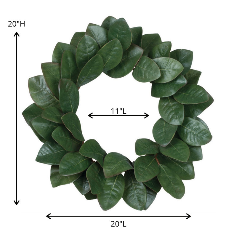 20" Green Artificial Magnolia Leaf Front Door Wreath