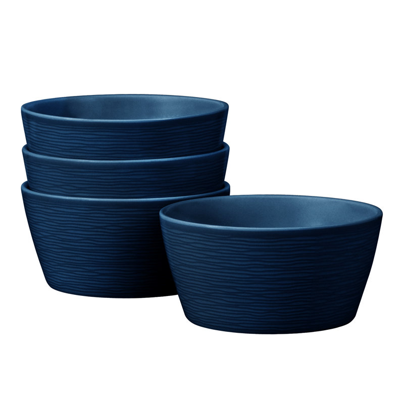 Navy Textured Glass Cereal Bowls, Set of 4