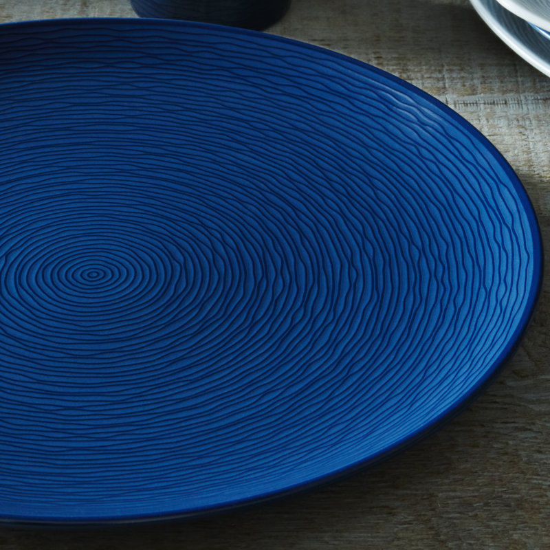 Navy Porcelain Textured Accent Dinner Plates, Set of 4