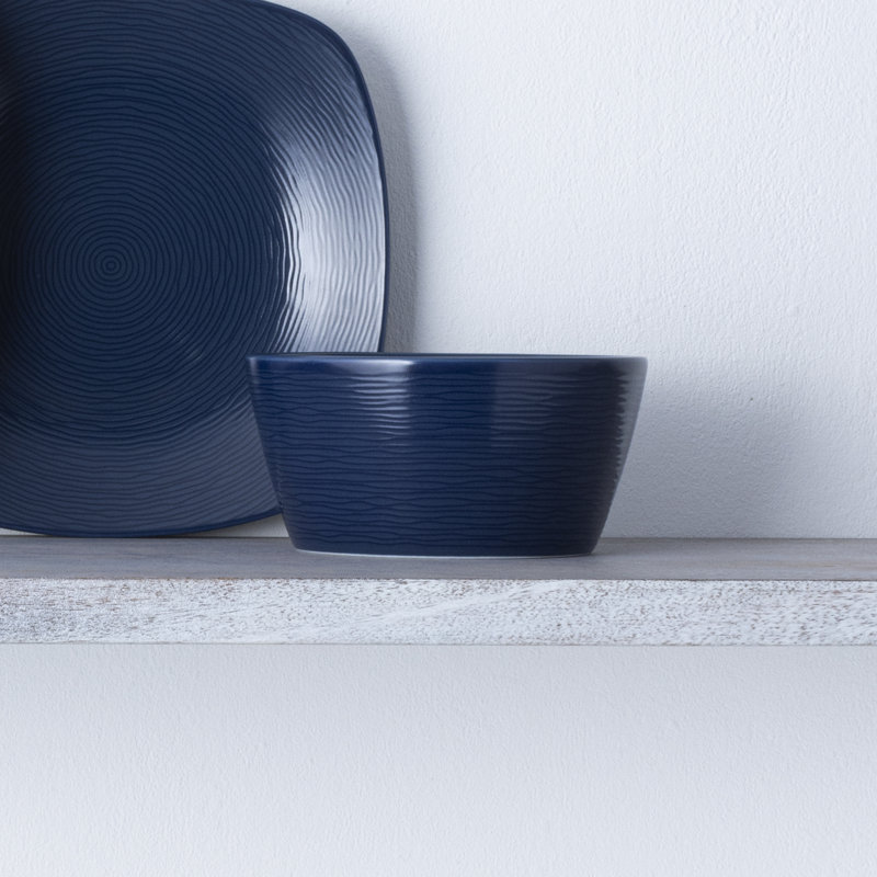 Navy Textured Glass Cereal Bowls, Set of 4