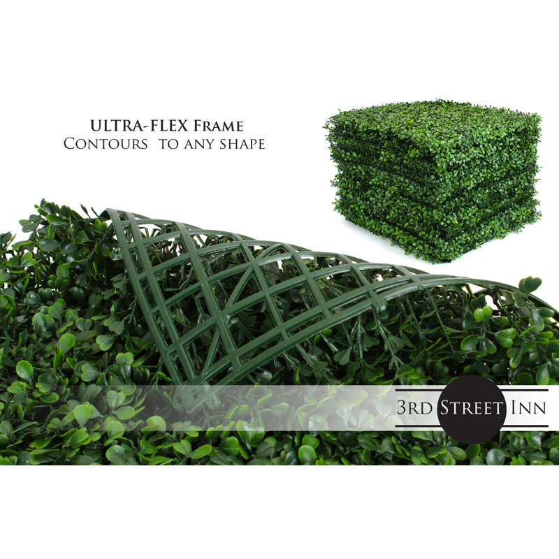 20'' x 20'' Green Artificial Boxwood Topiary Panels, Set of 4
