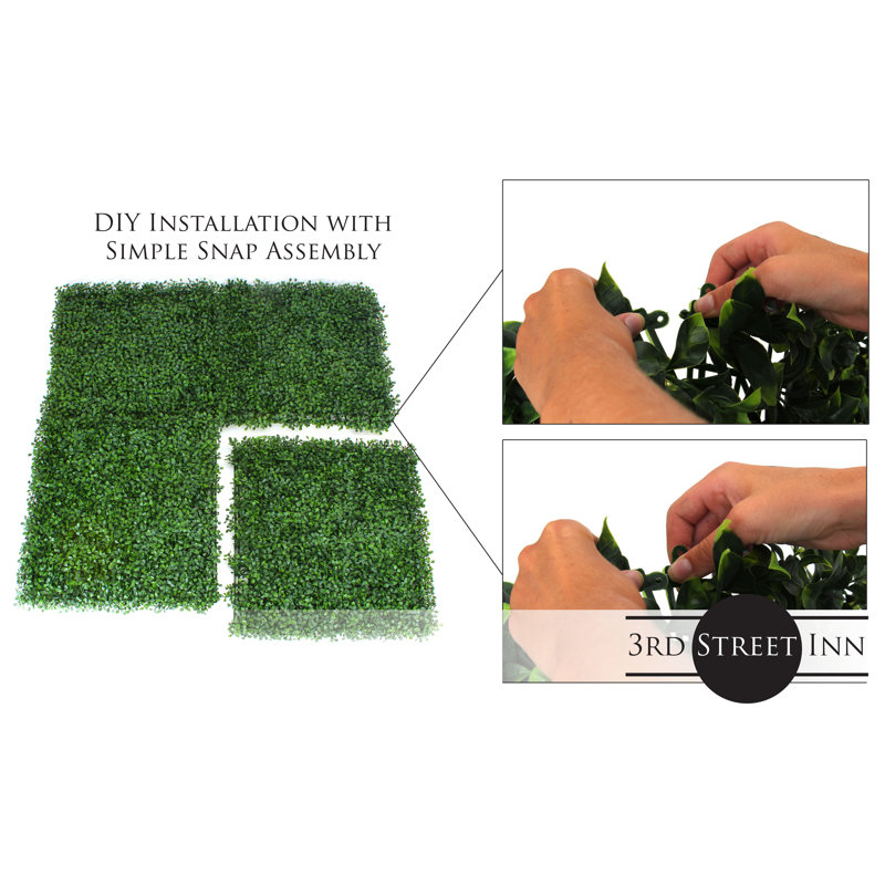 20'' x 20'' Green Artificial Boxwood Topiary Panels, Set of 4
