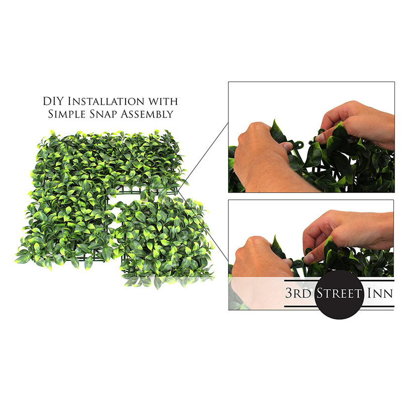 20'' Square Green Artificial Gardenia Ivy Topiary Panel