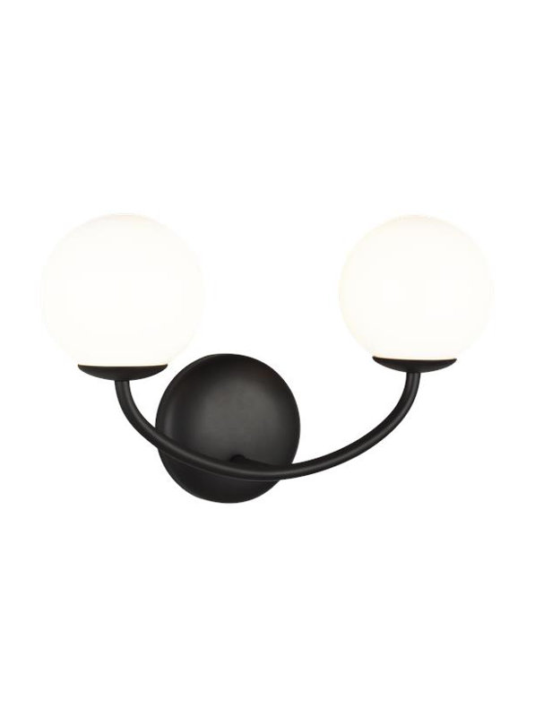 Galassia Midnight Black 15" Modern Wall Sconce with Milk White Shade