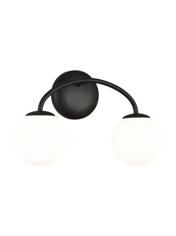 Galassia Midnight Black 15" Modern Wall Sconce with Milk White Shade