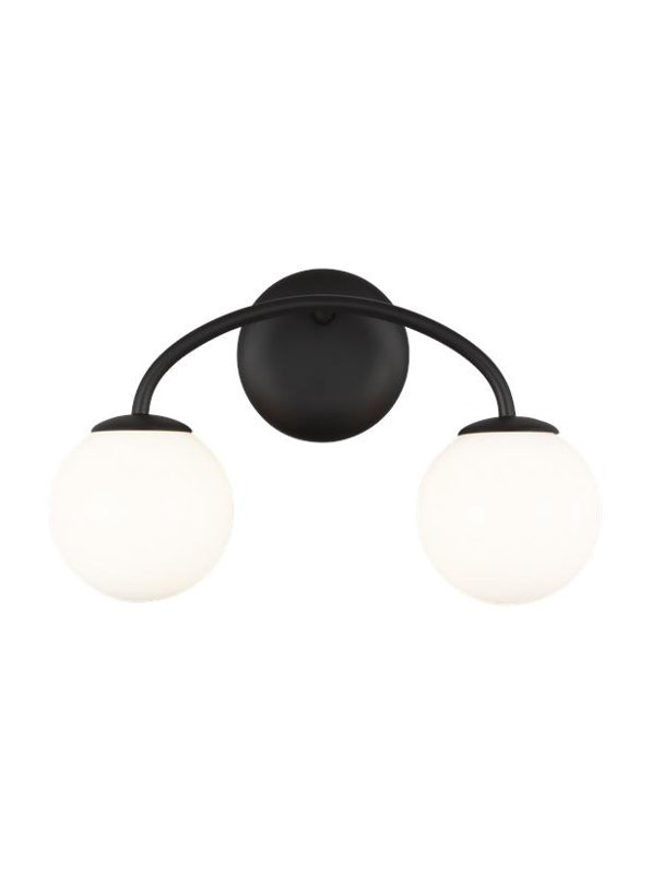 Galassia Midnight Black 15" Modern Wall Sconce with Milk White Shade