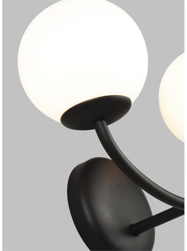 Galassia Midnight Black 15" Modern Wall Sconce with Milk White Shade