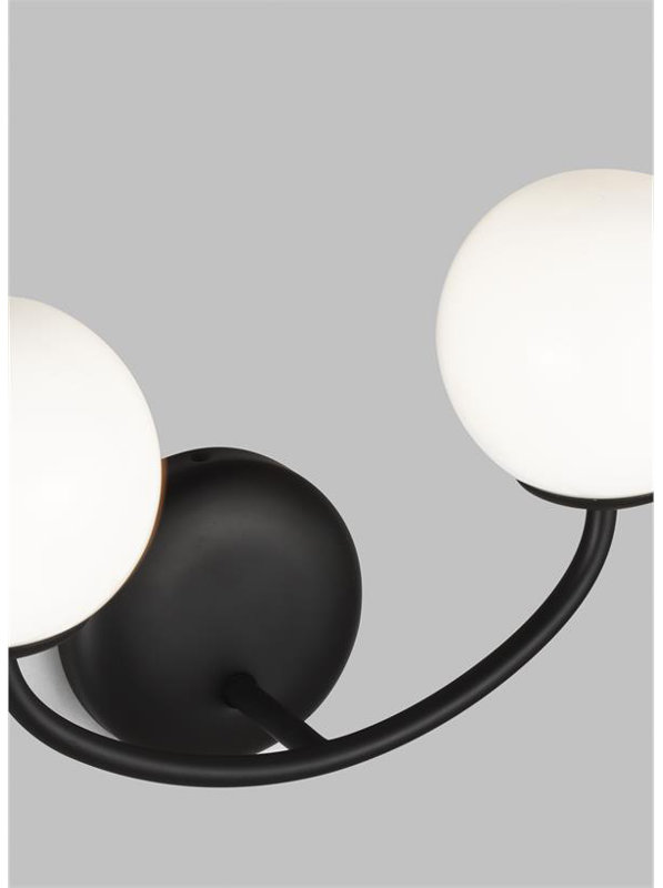 Galassia Midnight Black 15" Modern Wall Sconce with Milk White Shade