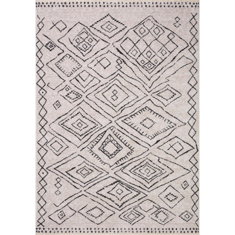 Black and Dove Grey Moroccan Runner Rug