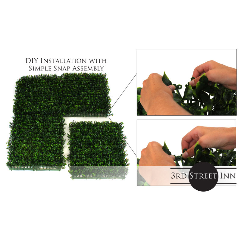20'' Green Faux Boxwood Hedge Panel Set